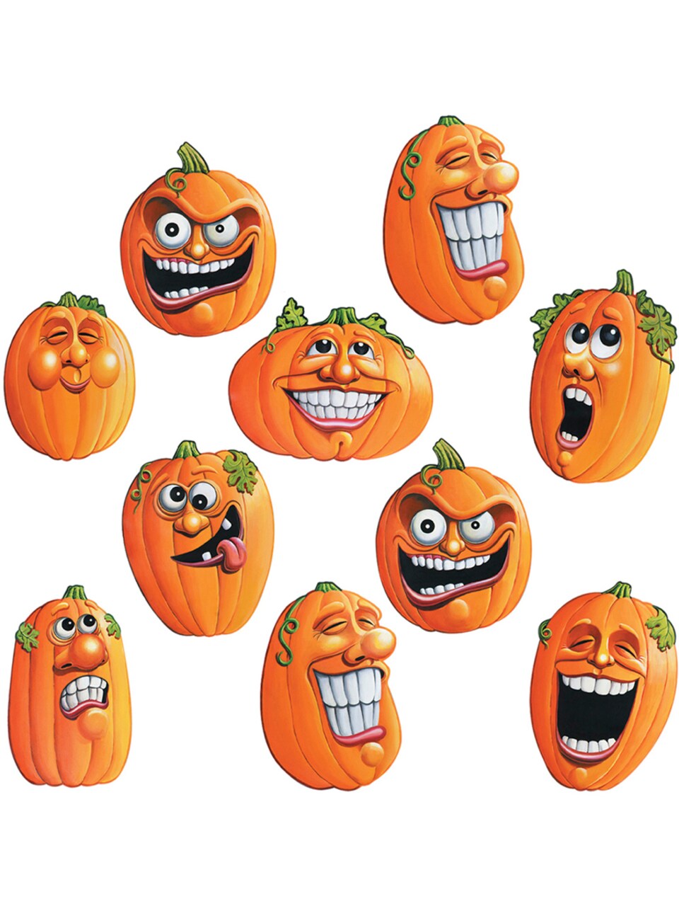 10 Piece Mini Wacky Jack-O-Lantern Halloween Cutouts Party Decorations